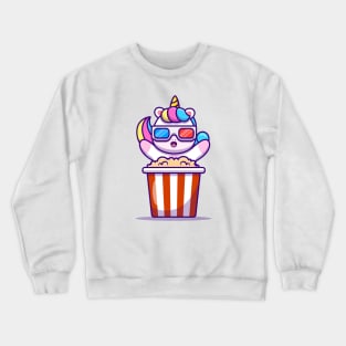 Cute Unicorn Eating Popcorn Crewneck Sweatshirt